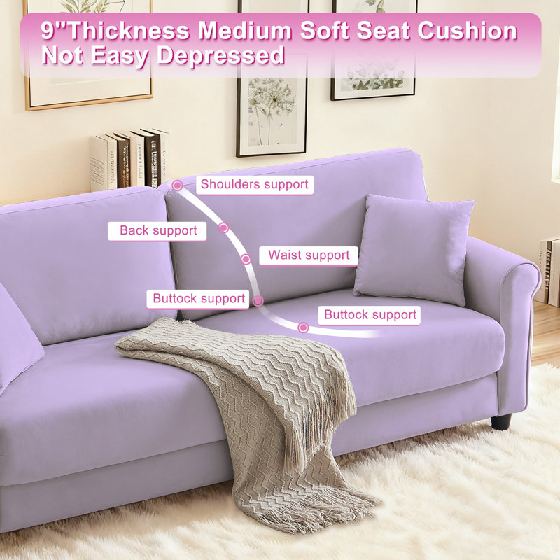Bulwell 82.9'' Upholstered Sofa, Purple