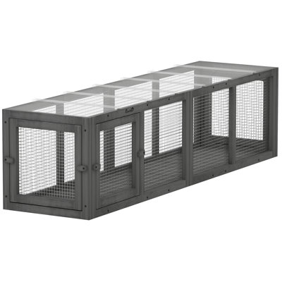 Tunnel d'extérieur pour chat, enclos extensible pour animaux avec 3 portes, gris