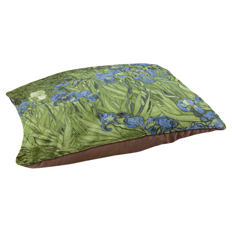 Coussin stylisé irises Burk, L 32,5 po x l 42,5 po, Vert / brun foncé
