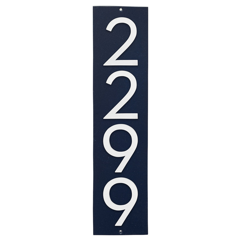 Plaque murale rectangulaire verticale flottante 6 po, Bleu marine/blanc, Oui