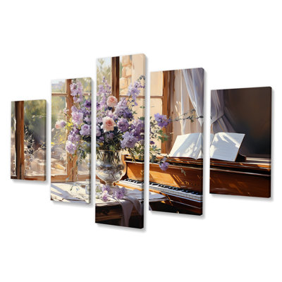 Piano, sérénade, fleurs mauves, bouquet I