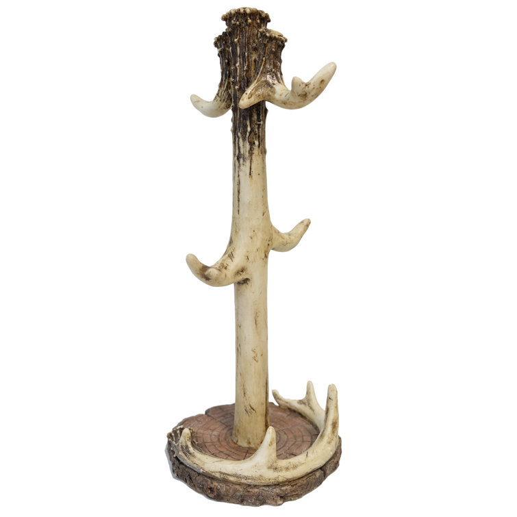 Millwood Pines Polyresin Faux Antler Freestanding 4 Prong Coffee Mug