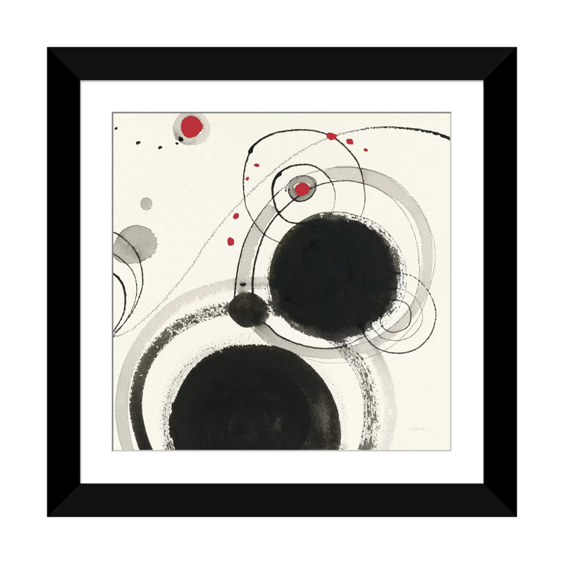 « planétaire iii avec rouge », impression sur toile, H 24 po x l 24 po x P 1 po, Toile encadrée noire, Blanc