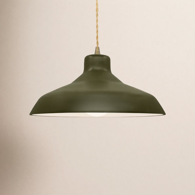 Fallon - Light Dome Pendant, Matte Green, 7.5" H x 15.5" W x 15.5" D, Antique Brass