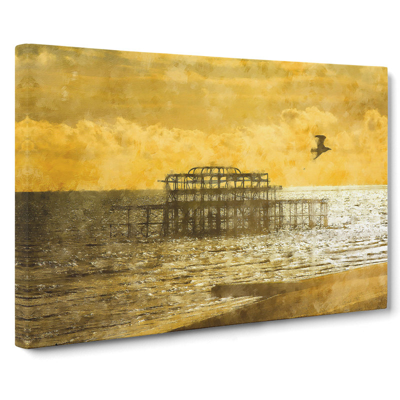 Brighton West Pier At Sunset - Wrapped Canvas Print, 35cm H x 50cm W x 3cm D