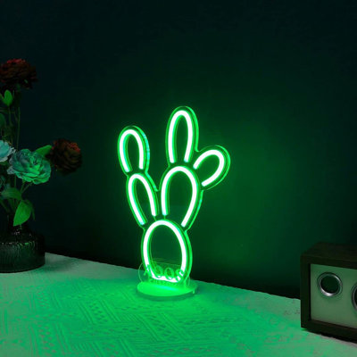 Enseigne néon à motif floral 12 "Cactus