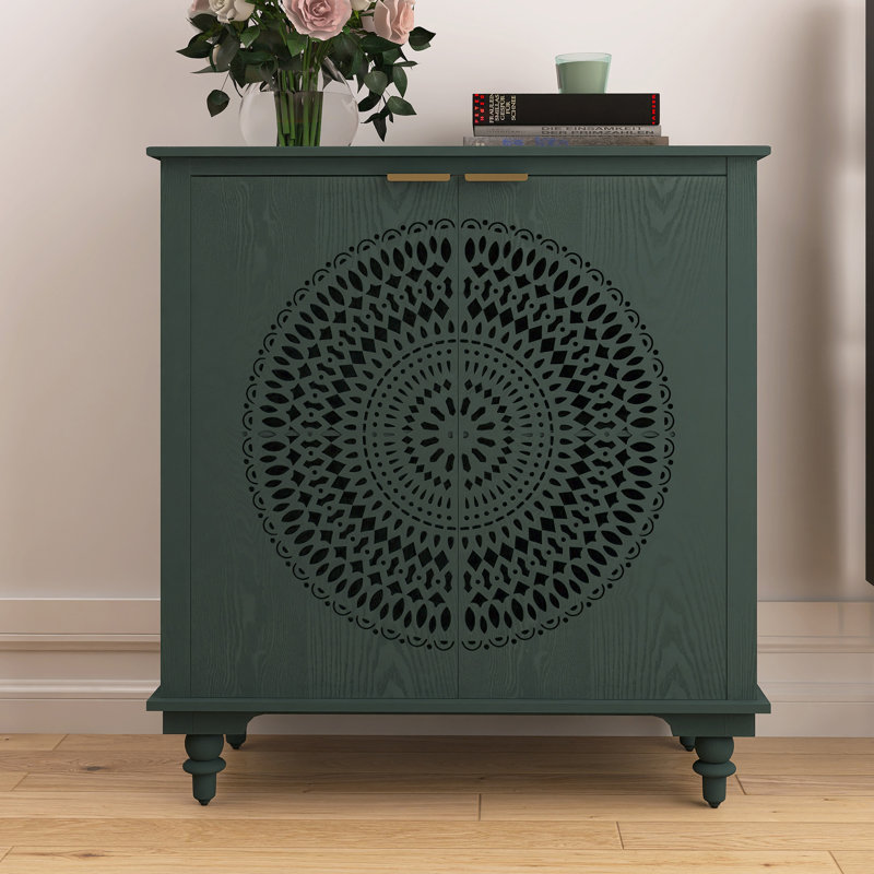 34 po Buffet décoratif H 2 portes vert noirâtre