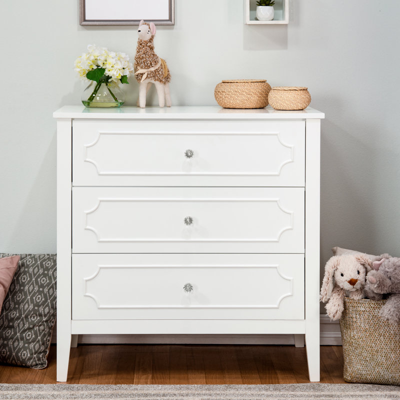 Chloe Regency White Crystal-Knobbed Nursery Dresser