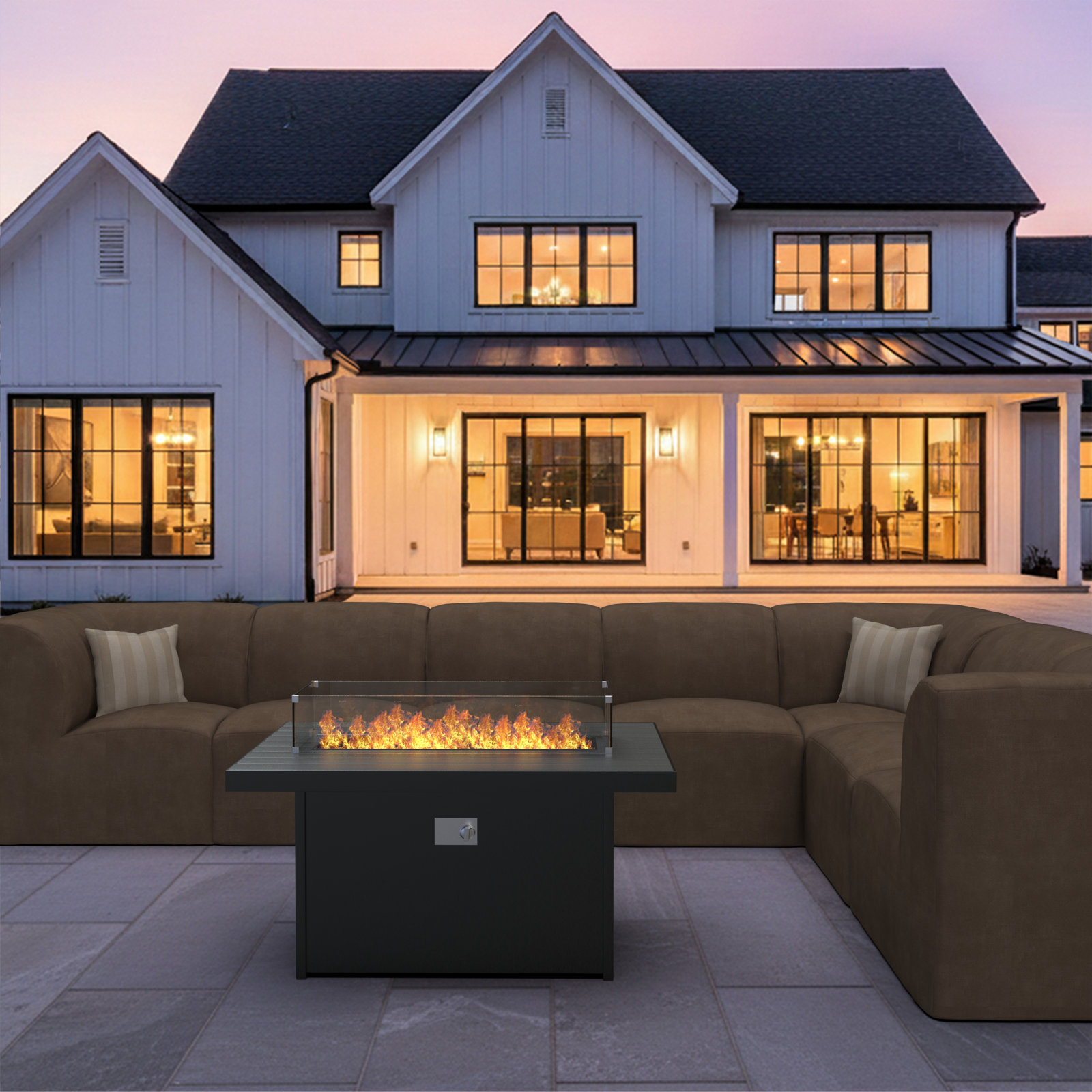 Rectangle Fire Pit Table, Driftwood