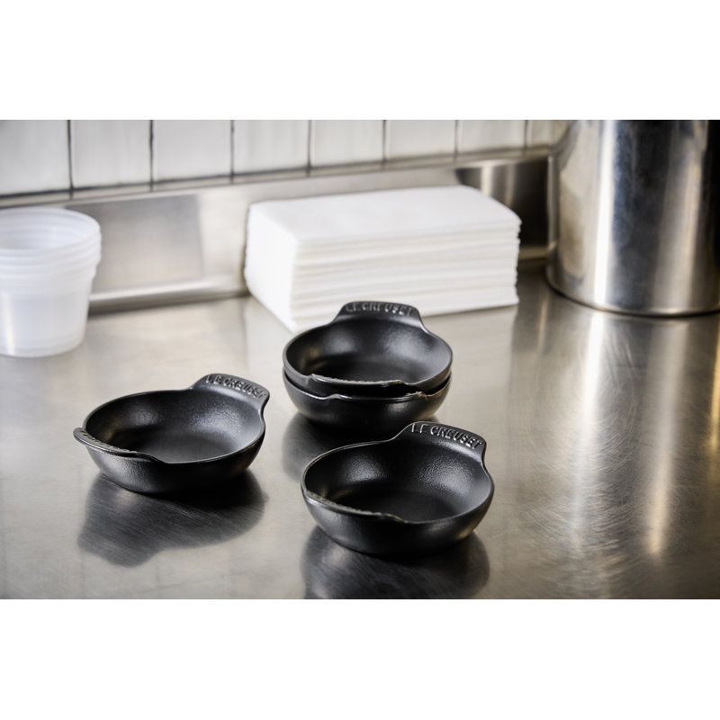 Le Creuset Enemeled Cast Iron Set Of 4 Mini Round Braisers, 1/3 Qt. Each, Matte Black