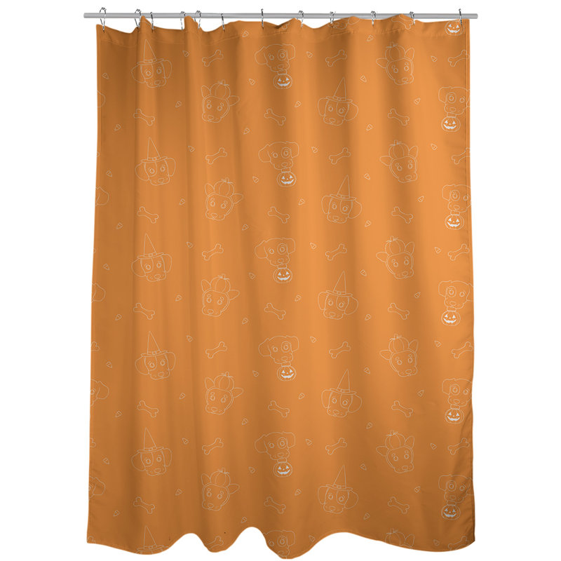 Shower Curtain, Orange, No