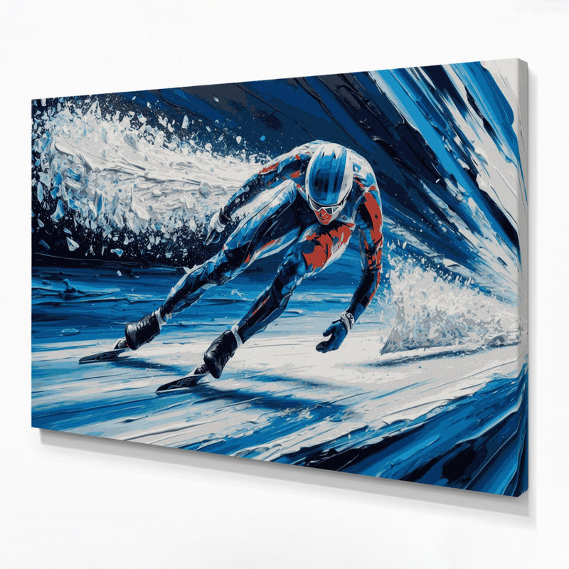 Art mural sur toile gris Sports Speed Skating, H 20 po x l 30 po