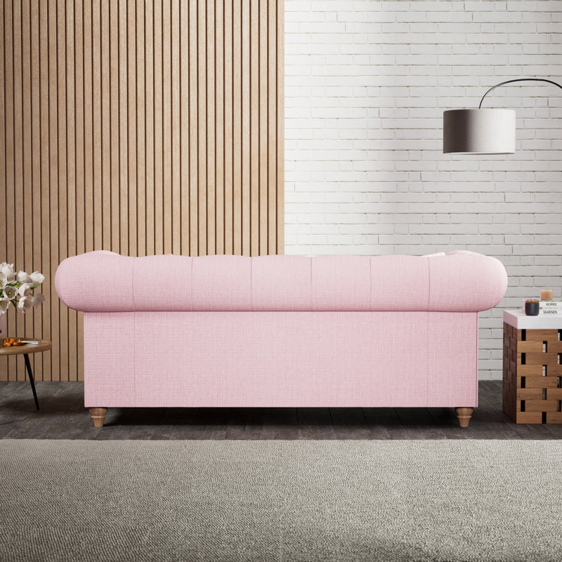 Ellrich 3 Seater Sofa, Pink, Washed Oak