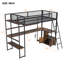 Lit mezzanine simple en métal avec poste de travail intégré, DEL et rangement multiple-2097253135