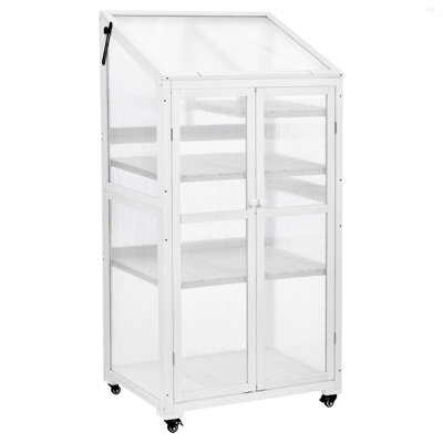 62Inch Height Wood Large Greenhouse Balcony Portable Cold Frame With Wheels And Adjustable Shelves For Outdoor Indoor Use