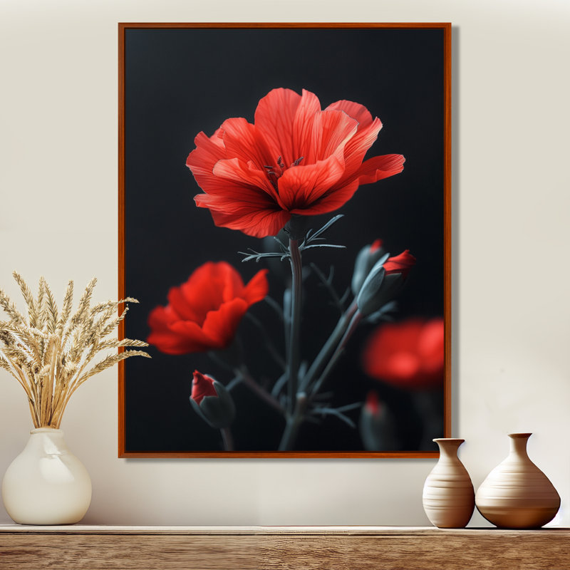 Red Red Vintage Vibe Marigold Photo - impression d'art mural souci, Cadre flottant brun, bois massif, H 30 po x l 40 po