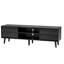 Meuble télé de 63 pouces avec un design biseauté et des tiroirs en noir, convenant à une table de décoration de chambre à coucher de style biseauté rétro. Vaste espace de rangement à usage quotidien. La construction est usée. Convient aux téléviseurs de 60 po-118013326