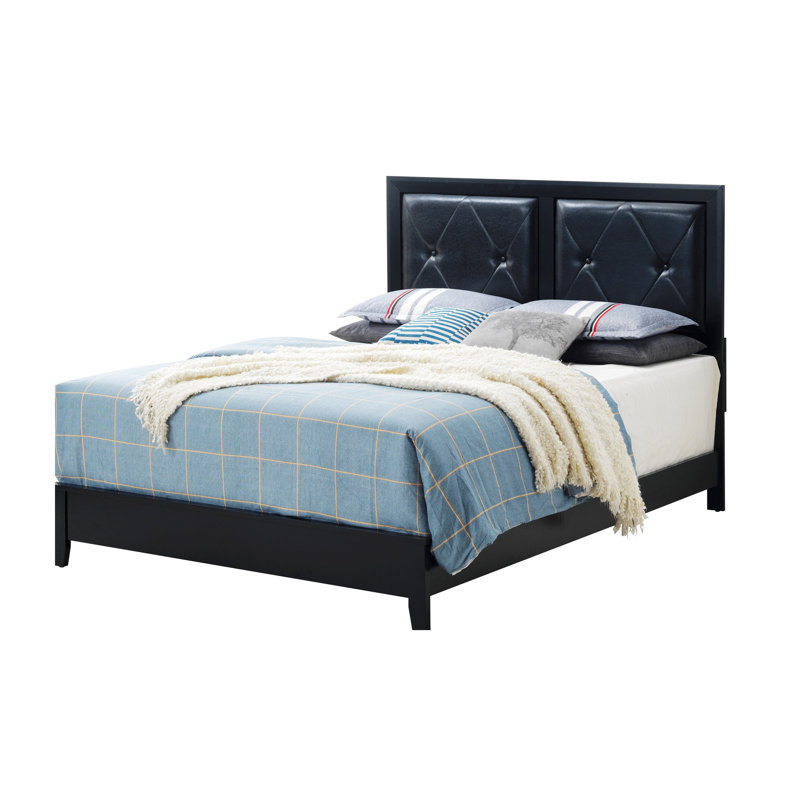 Upholstered Bed, Black, Full