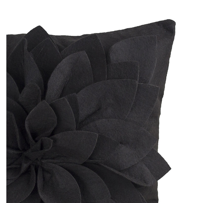 Housse et insert de coussin décoratif carré en polyester Sara's Garden, Noir