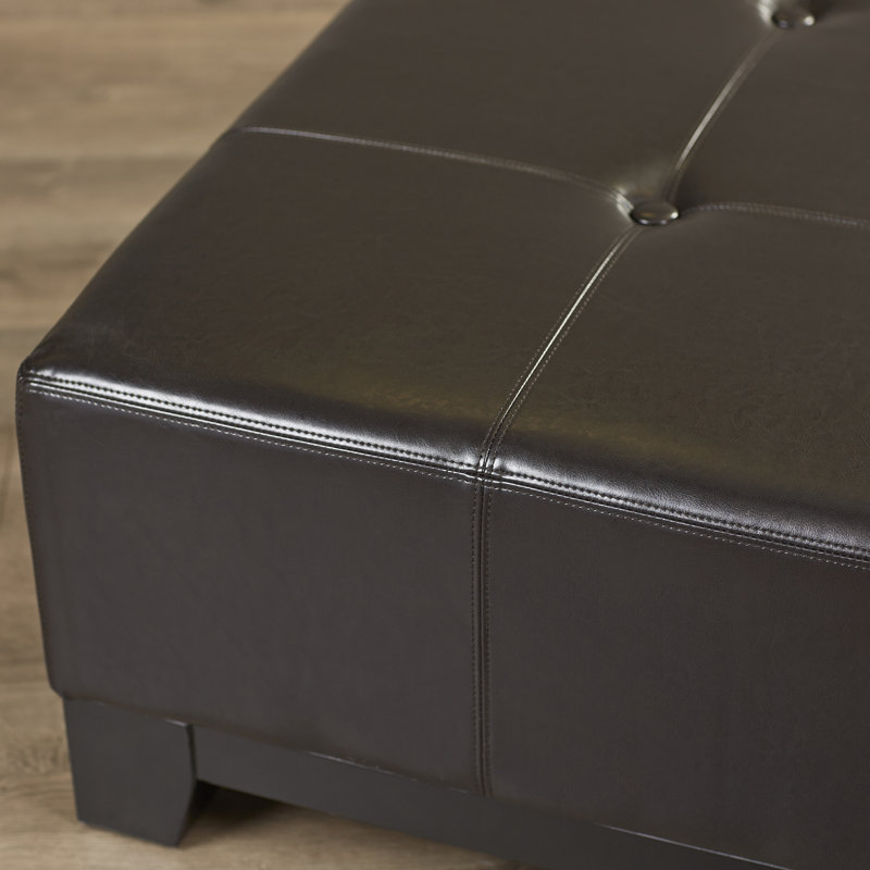 Repose-pieds cocktail en cuir capitonné Afsheen, Dark Grey