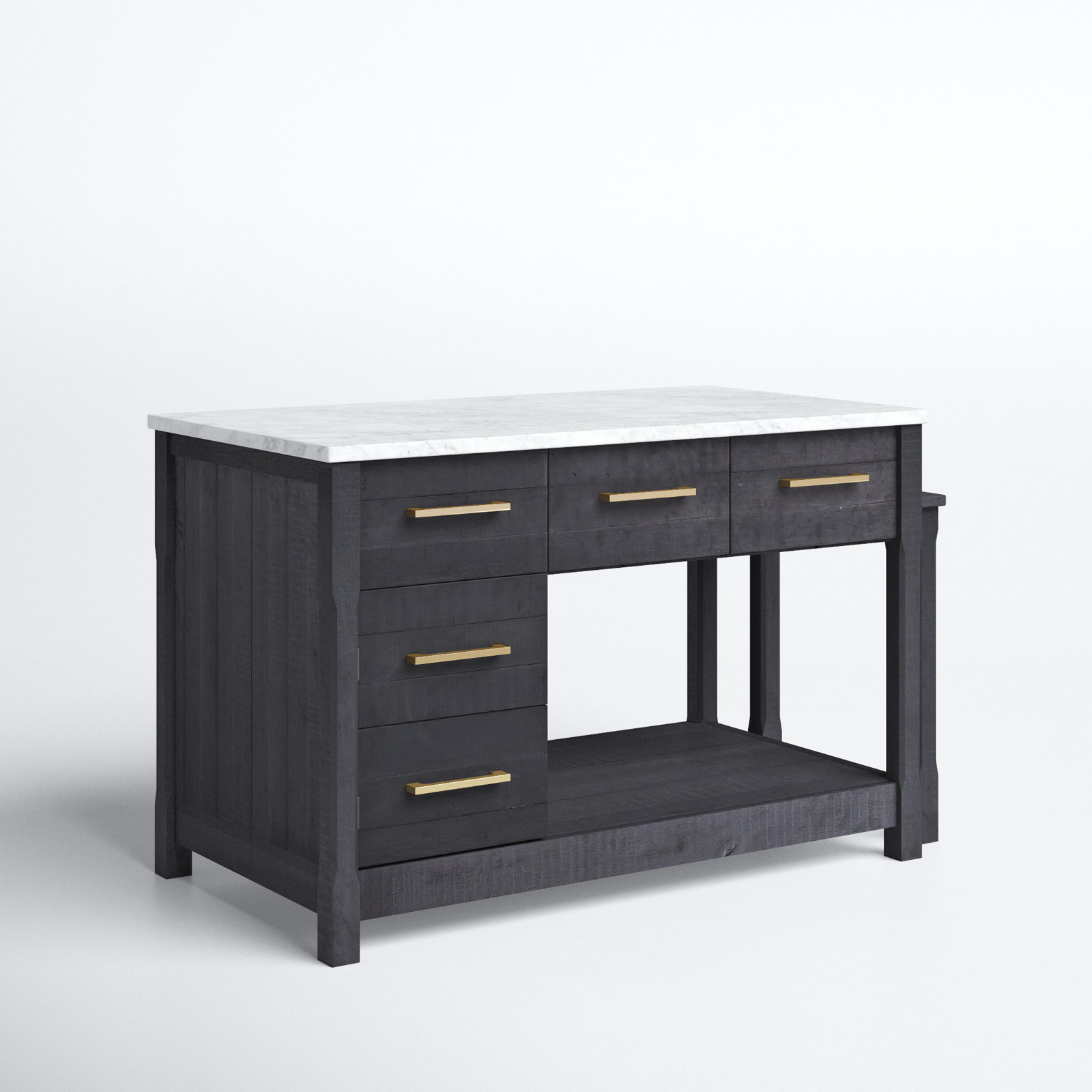 Karelia Kitchen Island, Marble/Black