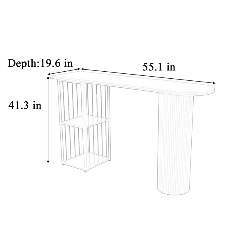 Table de bar Light Luxury, Blanc, H 41,3 po x L 55,1 po x l 19,6 po