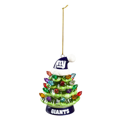 Ornement en forme d'arbre de Noël en céramique à DEL 4 po avec chapeau de père Noël, Giants de New York