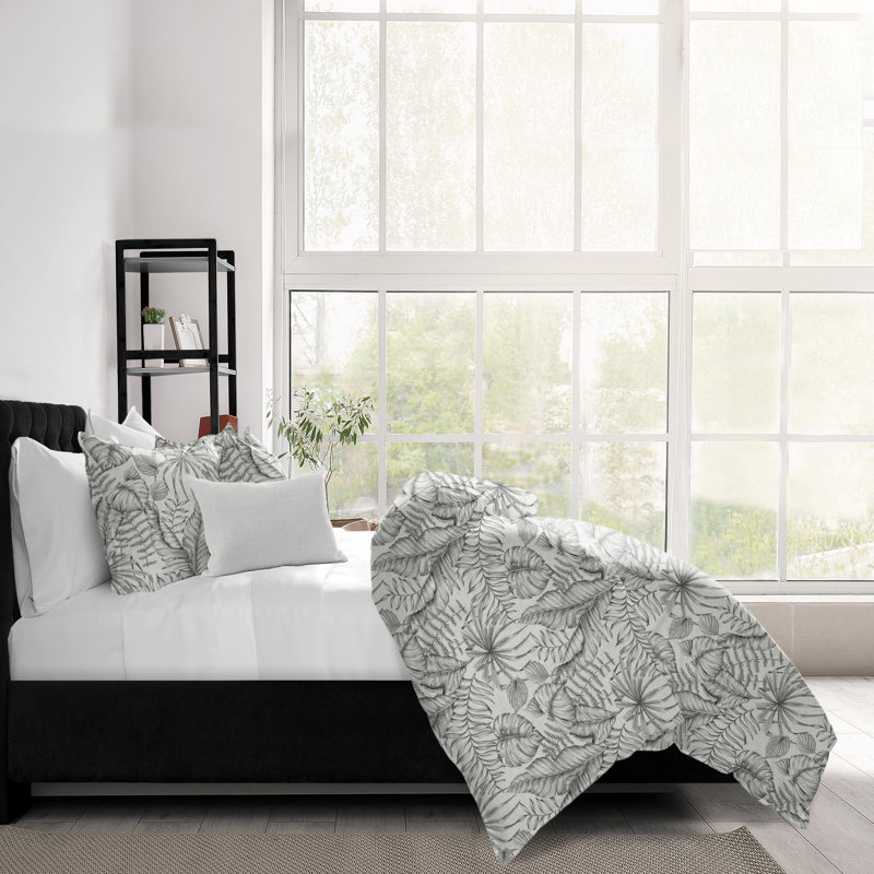 Ensemble d'édredon Bali noir charbon, Édredon pour très grand lit super + 2 taies déc