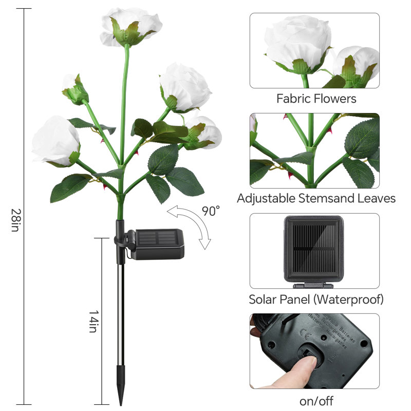 Décoration lumineuse d'extérieur à énergie solaire rose pour femme, Blanc