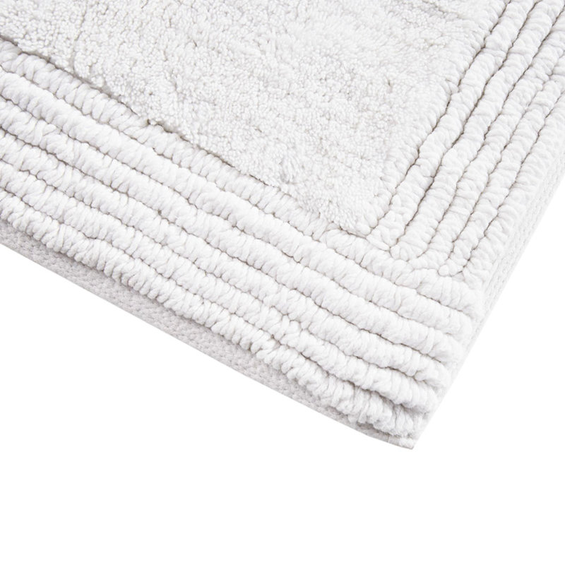 3000 Gsm 100% Cotton Reversible Bath Rug, White, 24x72", Fine Quality, Machine Washable 24x72" Gsm, Reversible, Crafted,
