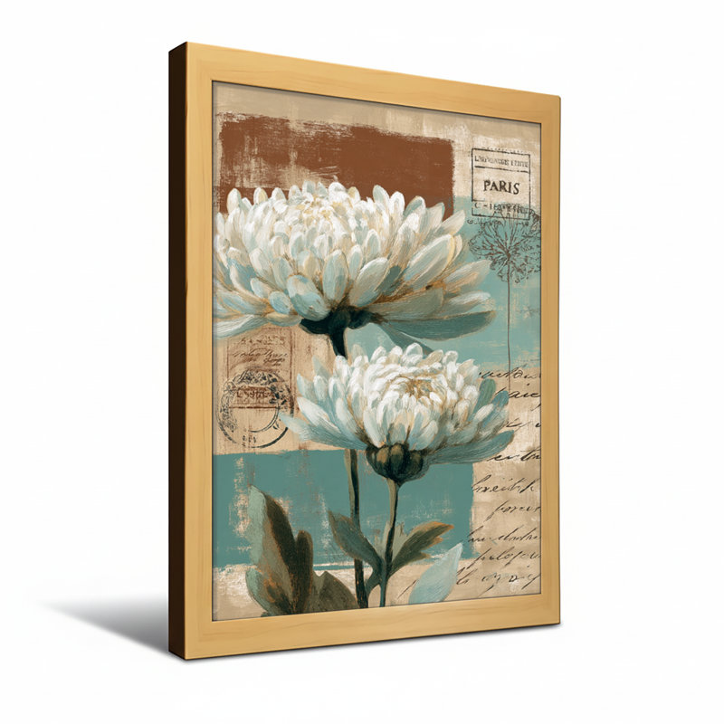Plantes et fleurs, impression rétro de carte postale de Paris, H 24 po x l 16 po, Impression encadrée sans passe-partout