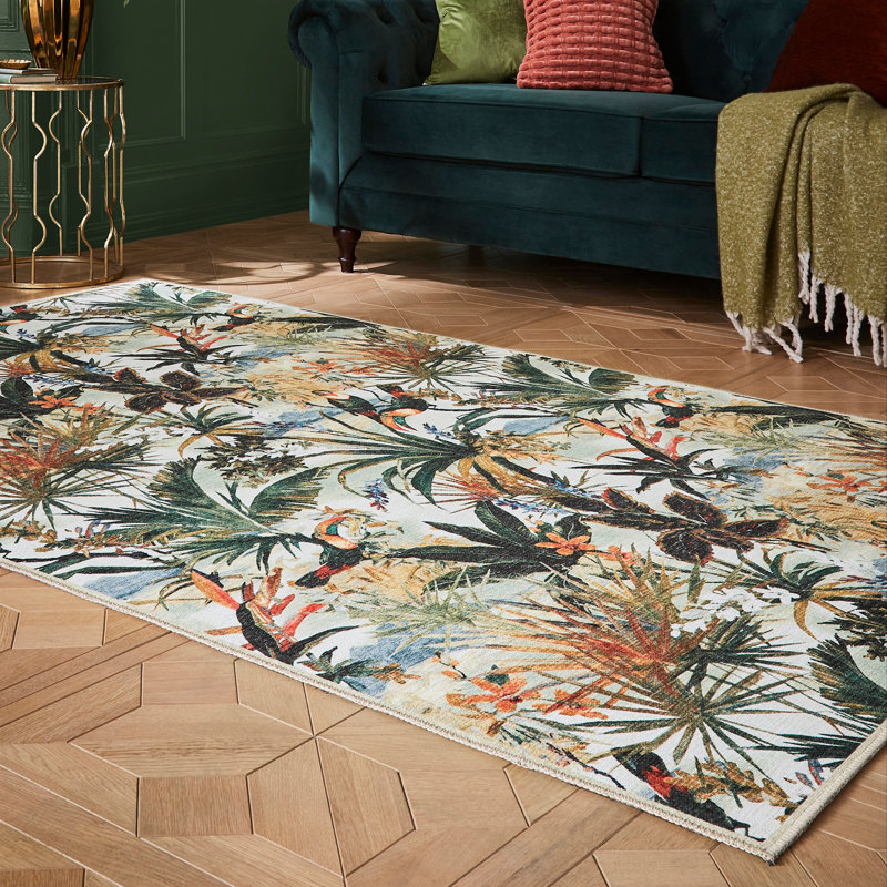 Clarke & Clarke Floral Digitally Printed 185cm X 290cm Area Rug