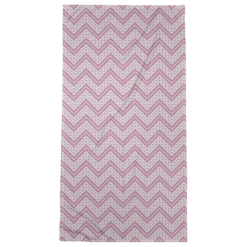 Stephenie Classic Hand Drawn Chevrons Bath Towel, Pink/White
