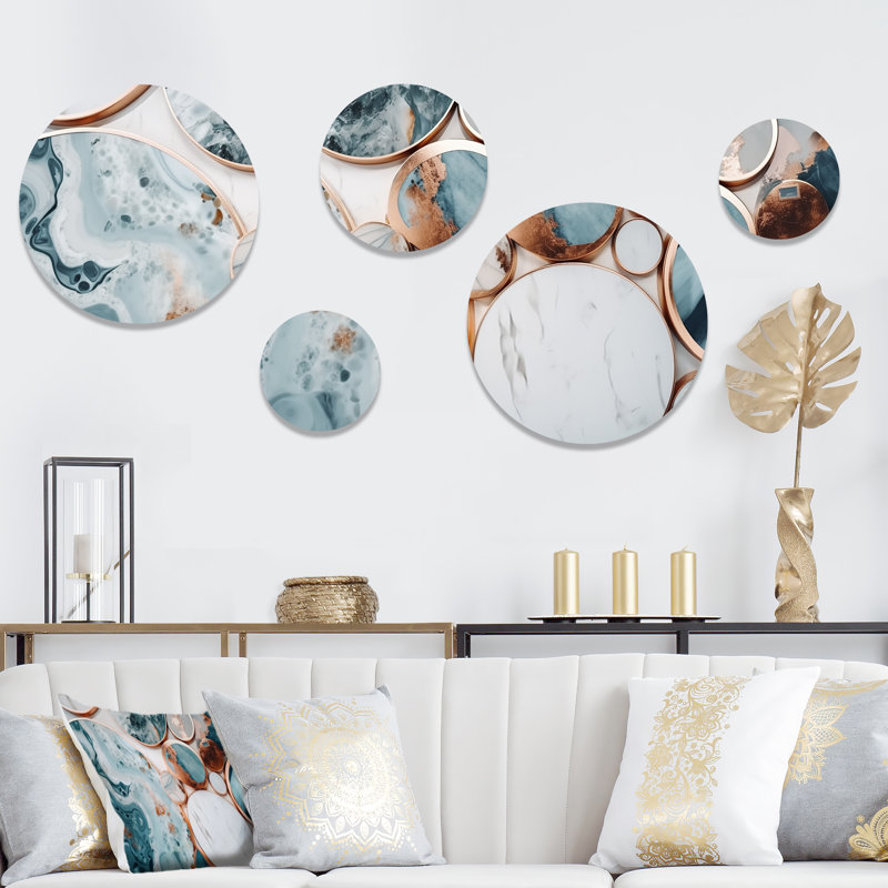 Décoration murale en métal Ocean Marble Hald Circle Abstract II