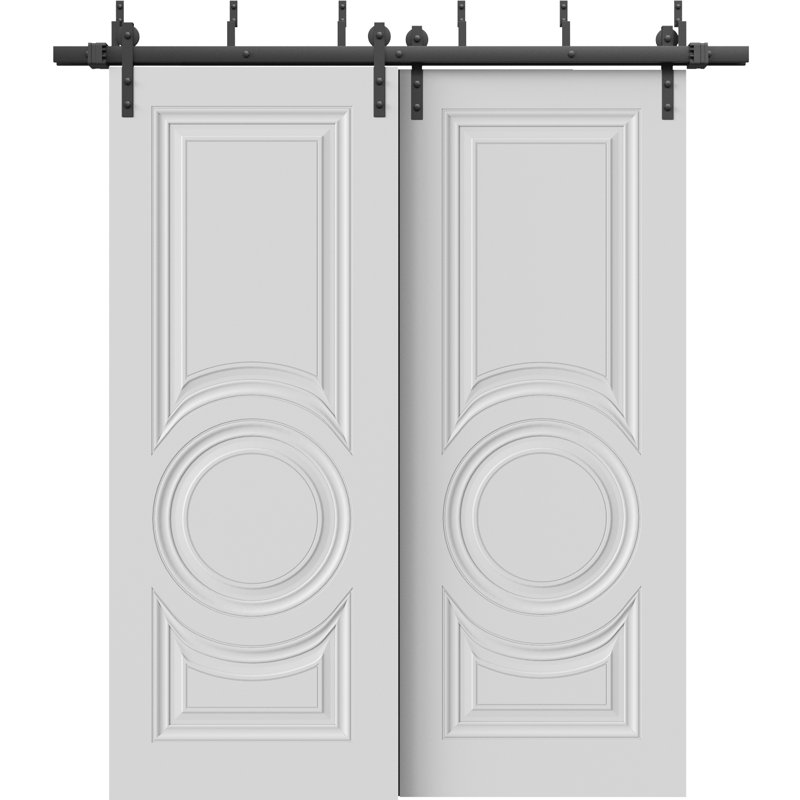 Portes coulissantes de grange coulissantes pour garde-robe | Essentiel 1801 blanc | Ensemble de quincaillerie Rails | Portes de garde-robe de chambre en bois massif