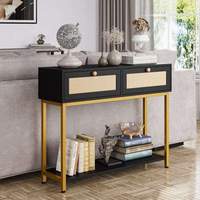 Console Brooke-Louise 39,3 po, Noir, Or