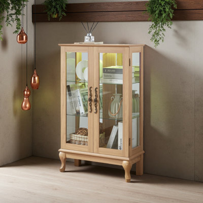 Vitrine avec 2 portes en verre trempé, tablettes réglables et éclairage DEL