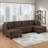 Living Room Furniture Tufted Armless Chair Black Coffee Linen Like Fabric 1Pc Armless Chair Cushion Nail Heads Wooden Legs-822889925
