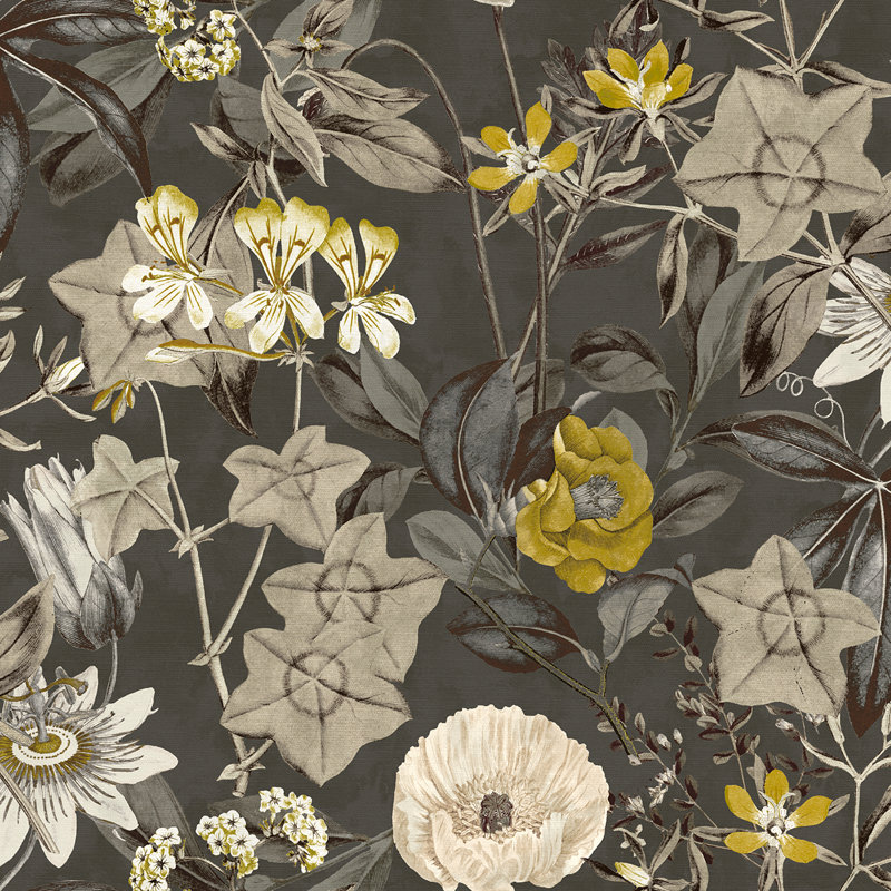 Exotica Passiflora Fabric, Charcoal