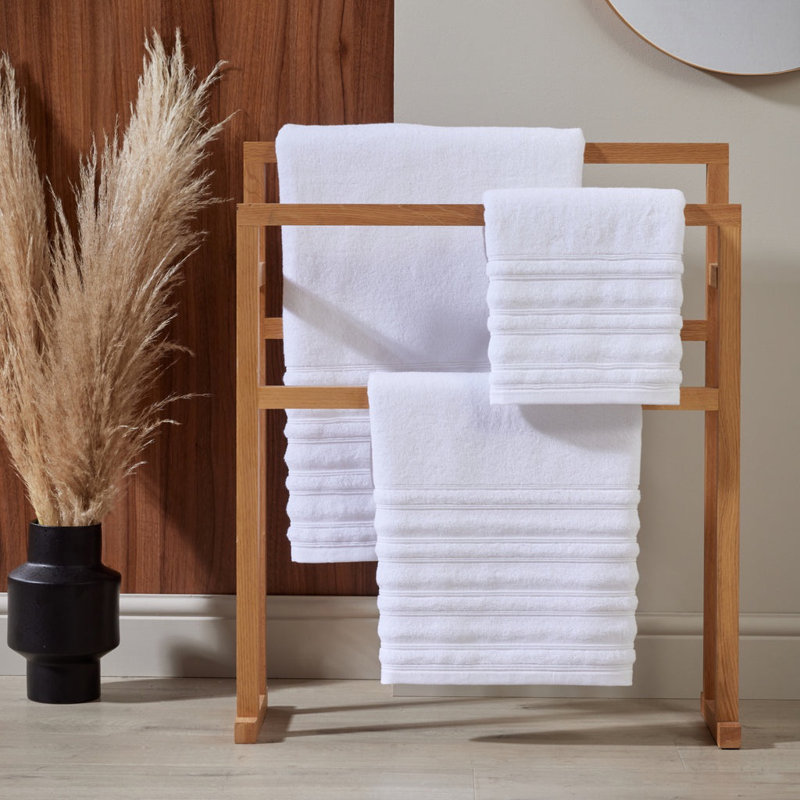 100% Cotton Ripple Bath Towel, White