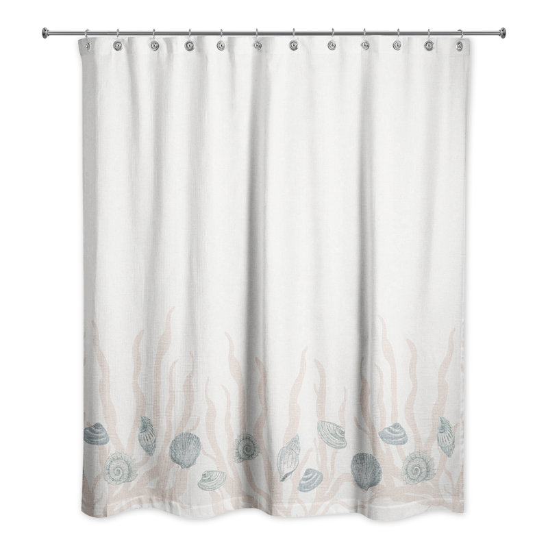 Rideau de douche simple Leetsburg, Bleu / rosé / blanc