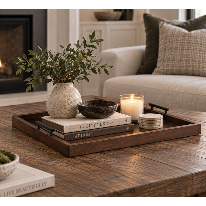 Plateau en bois Asharna, Bois brun foncé