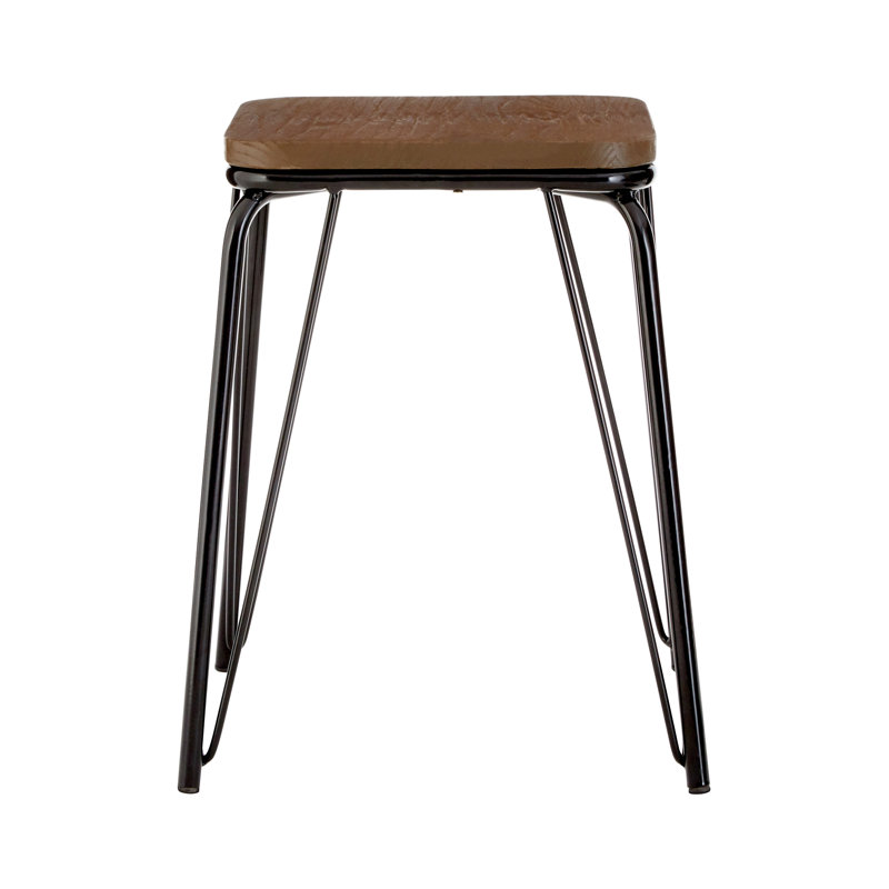 Arneson Metal Accent Stool, Black/Light Brown