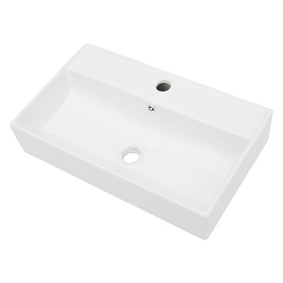 Stain Resistant Ceramic Sink Modern Wall Mounted Bathroom