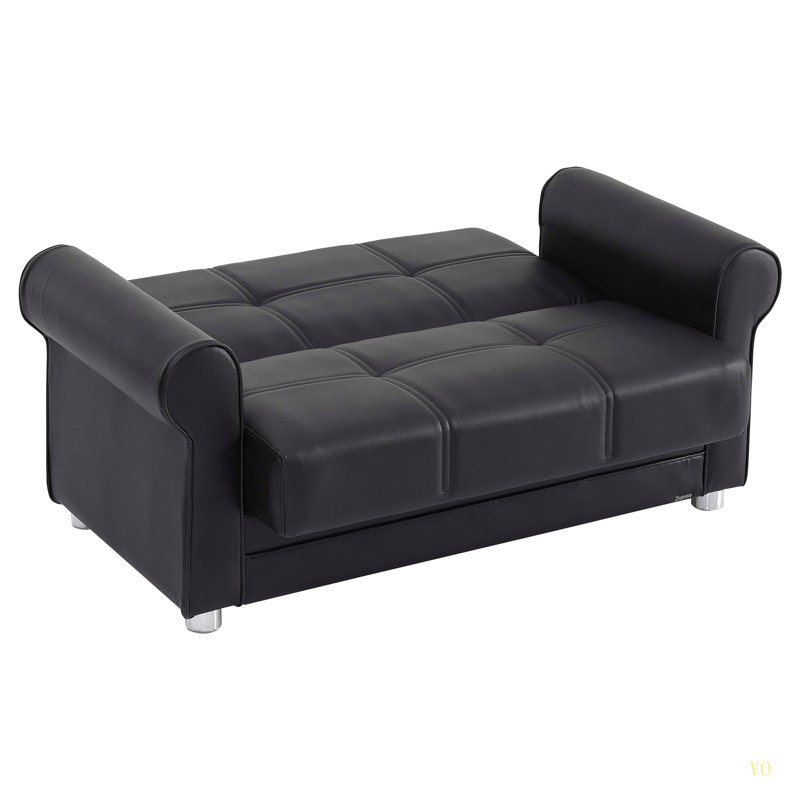 Canapé convertible rembourré avec rangement Collection, PU, Noir