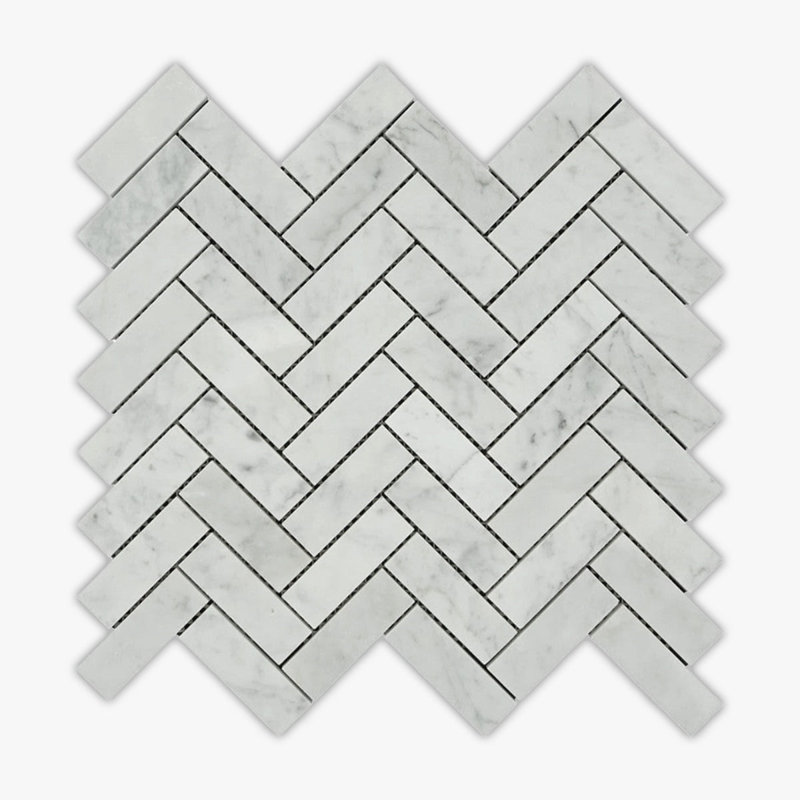 Carreau de mosaïque en marbre 11 po x 13 po Carrara