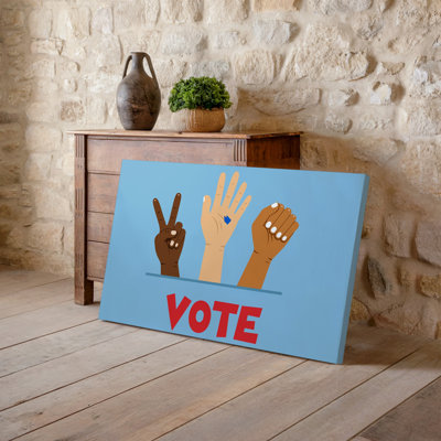 Canvas A Vibrant Minimalist Illustration Featuring A Series Of Diverse Hands Wall Art Against A Soft Blue Background Each Hand Canvas Wall Art