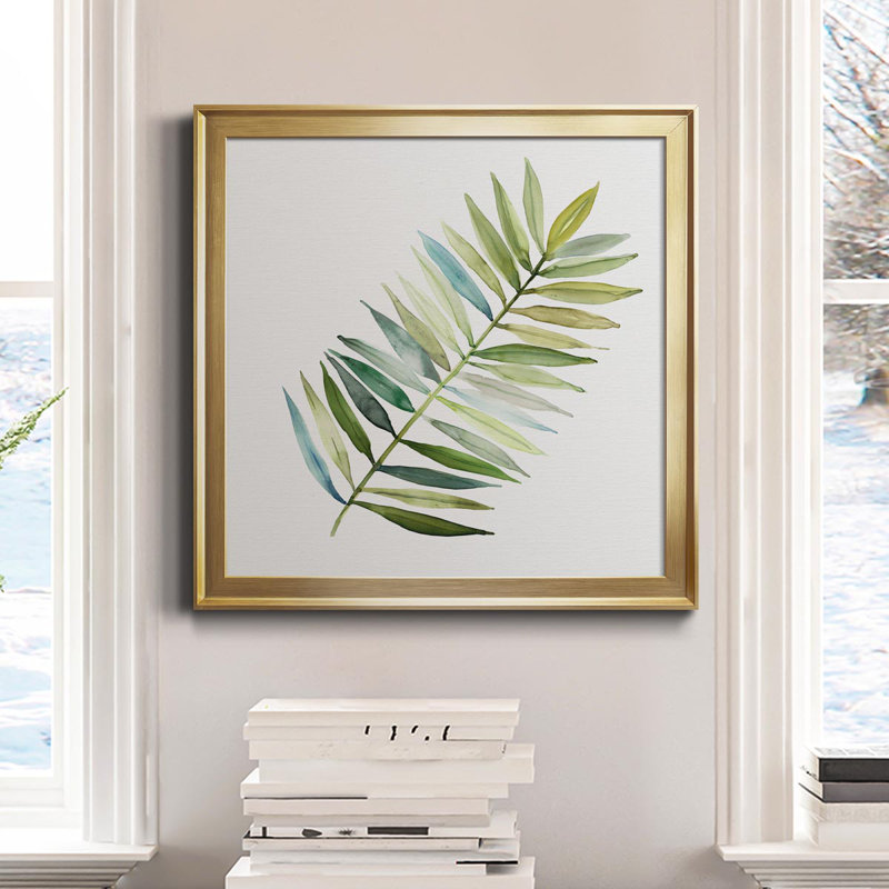 Palmier II - peinture sur toile encadrée, Or, H 26,5 po x l 26,5 po x P 1,5 po
