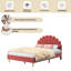 Single Bed Frame Kids Bed, Soft Velvet Upholstered Bed With Petal Shaped Adjustable Height Headboard, Platform Bed Frame With Slats, Easy Assembly, (140×200Cm)-817045623
