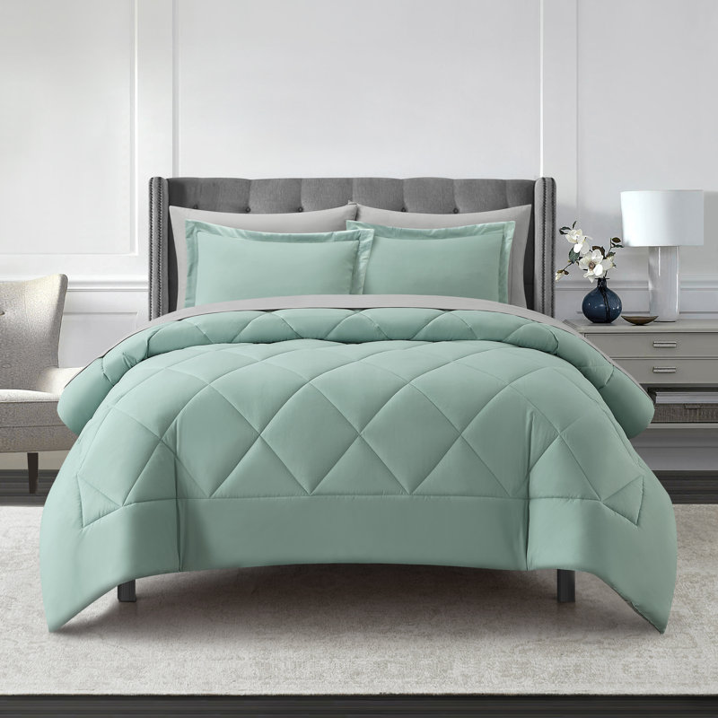 Anneli 7 Piece Quilted Comforter Set, Sage Green, Full Comforter + 6 Additional Pieces
